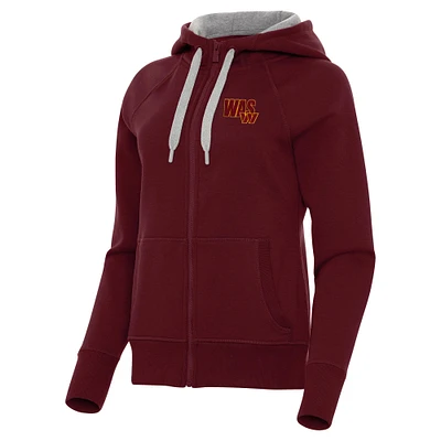 Women's Antigua Burgundy Washington Commanders Victory Full-Zip Hoodie