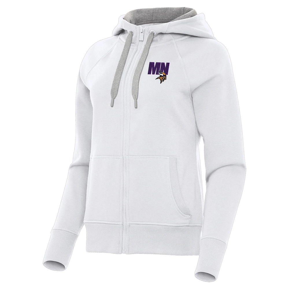 Women's Antigua Minnesota Vikings Victory Full-Zip Hoodie
