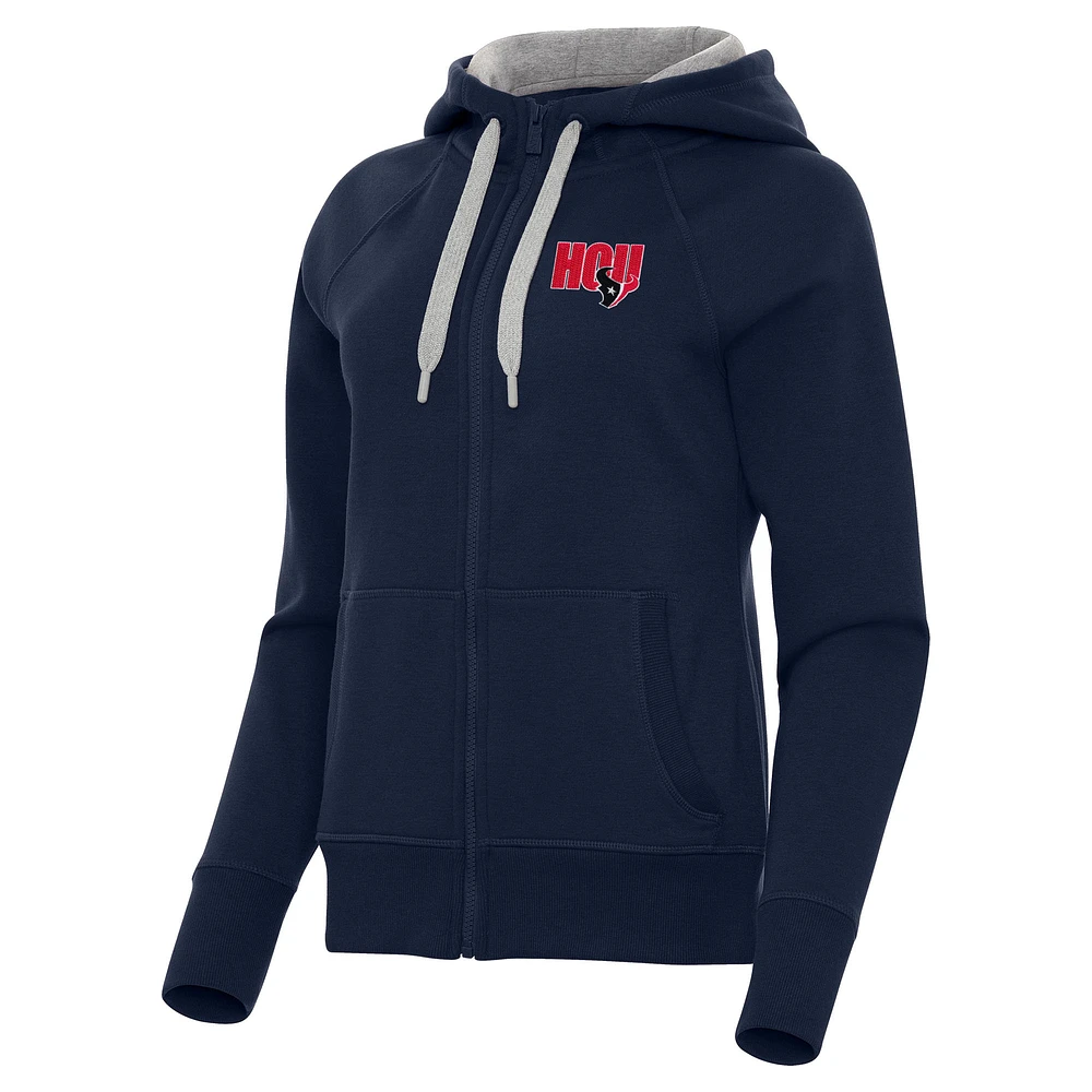 Women's Antigua Navy Houston Texans Victory Full-Zip Hoodie