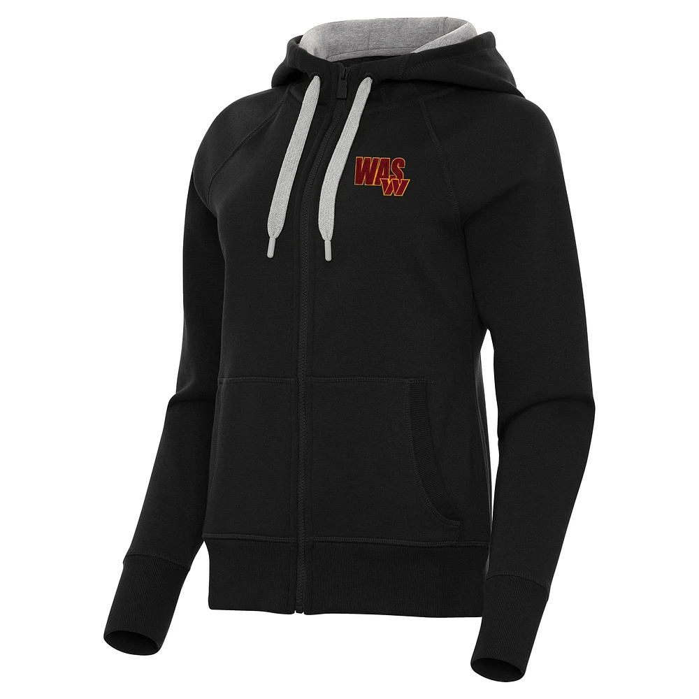 Women's Antigua Black Washington Commanders Victory Full-Zip Hoodie