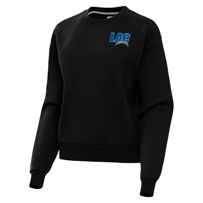 Women's  Antigua Black Los Angeles Chargers Victory Pullover Sweatshirt