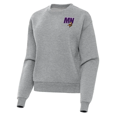 Women's Antigua Heather Gray Minnesota Vikings Victory Pullover Sweatshirt