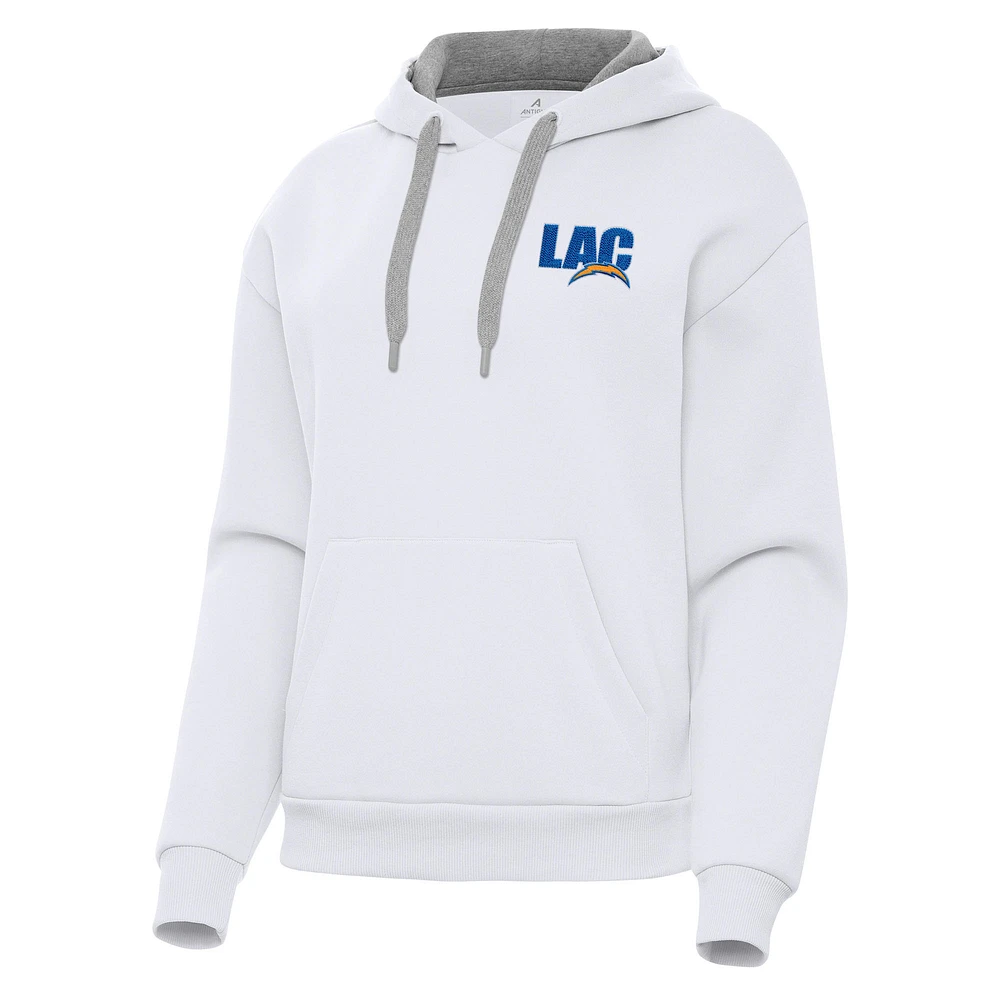 Women's Antigua White Los Angeles Chargers Victory Pullover Hoodie