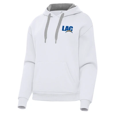 Women's Antigua  White Los Angeles Chargers Victory Pullover Hoodie