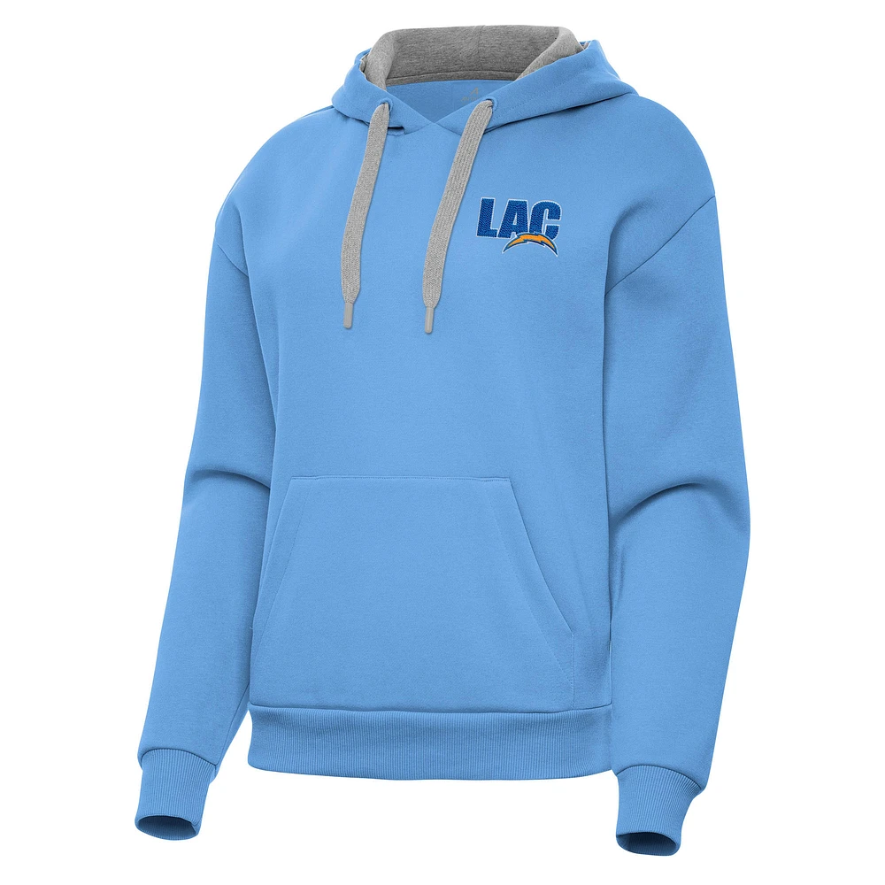 Women's Antigua Powder Blue Los Angeles Chargers Victory Pullover Hoodie