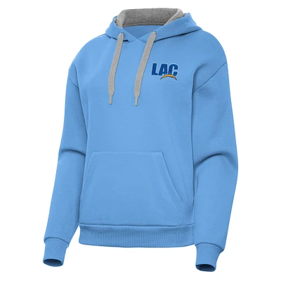 Women's Antigua  Powder Blue Los Angeles Chargers Victory Pullover Hoodie