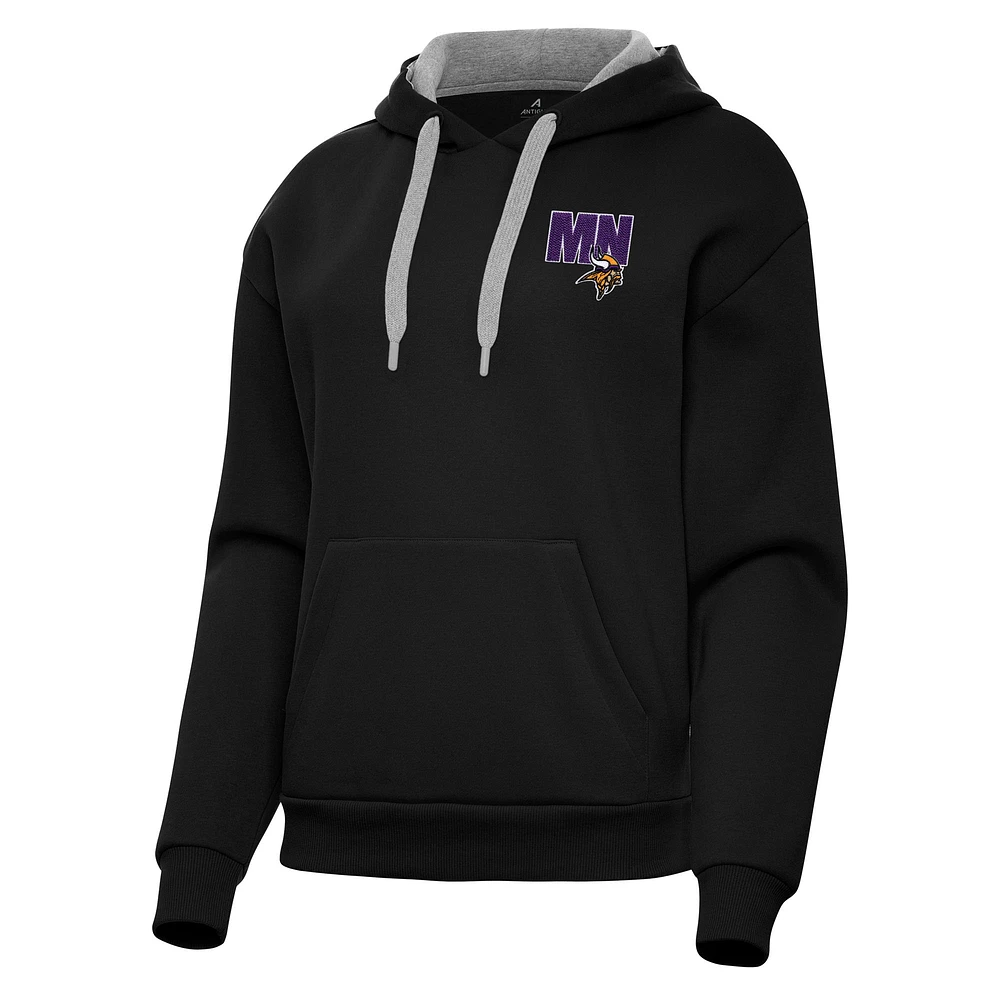 Women's Antigua Black Minnesota Vikings Victory Pullover Hoodie