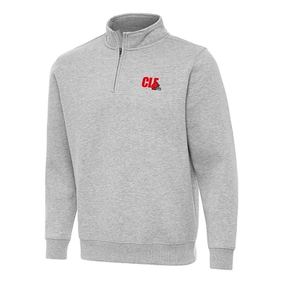 Men's Antigua Heather Gray Cleveland Browns Victory Quarter-Zip Sweatshirt