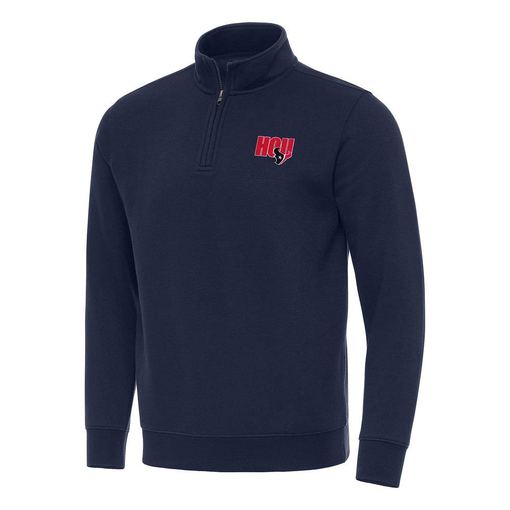 Men's Antigua Navy Houston Texans Victory Quarter-Zip Sweatshirt