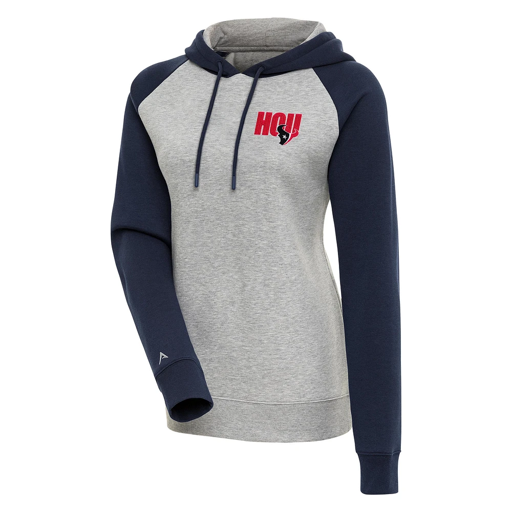 Women's Antigua Heather Gray Houston Texans Victory Pullover Hoodie