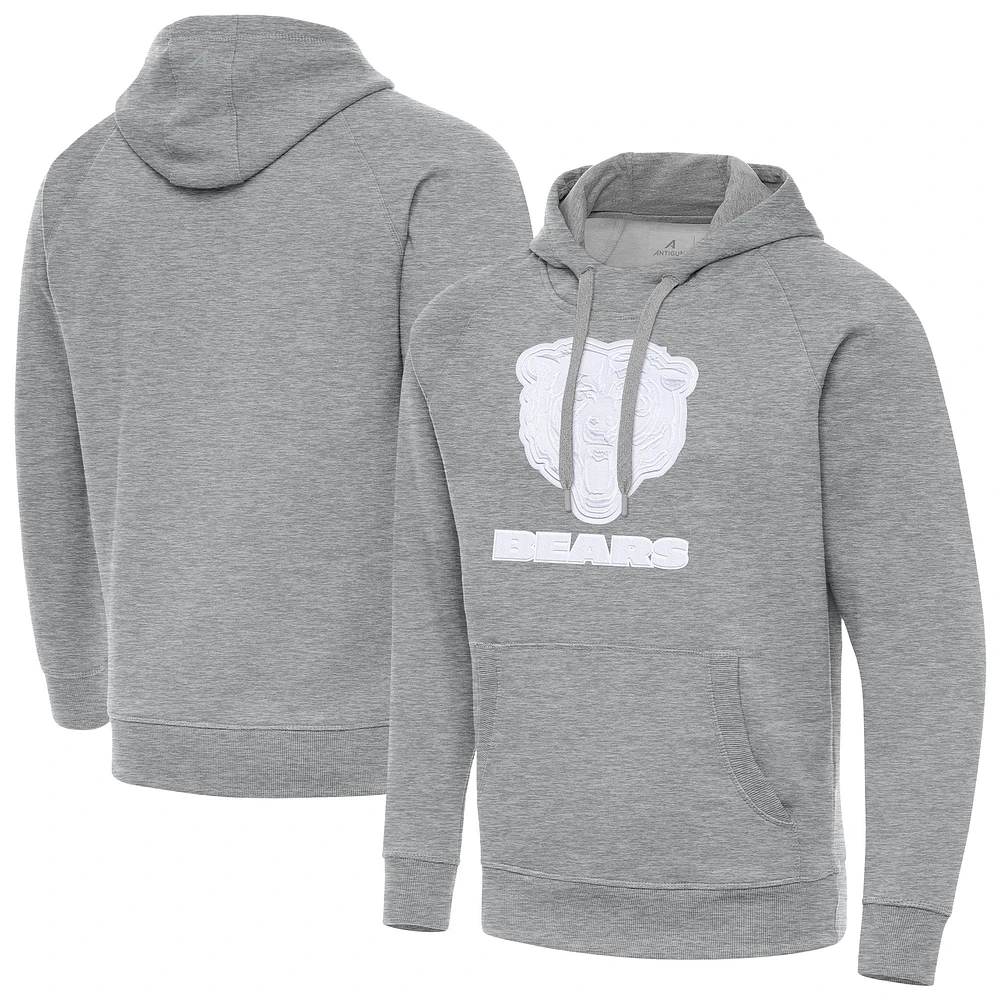 Men's Antigua Heather Gray Chicago Bears Victory Pullover Hoodie