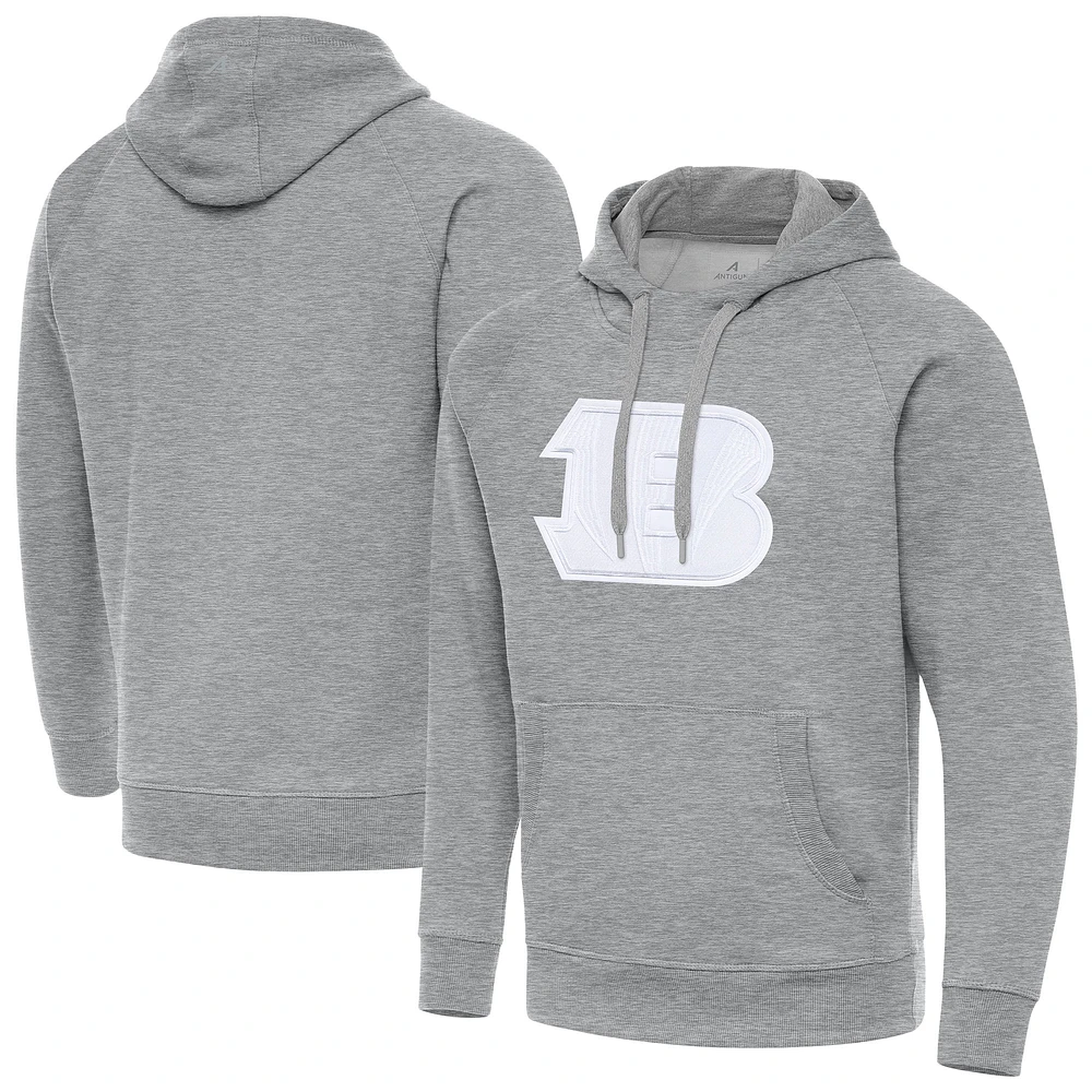 Men's Antigua Heather Gray Cincinnati Bengals Victory Pullover Hoodie