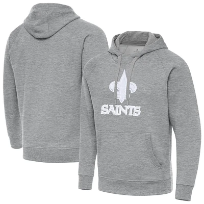 Men's Antigua Heather Gray New Orleans Saints Victory Pullover Hoodie