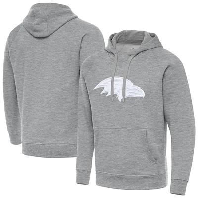 Men's Antigua Heather Gray Baltimore Ravens Victory Pullover Hoodie