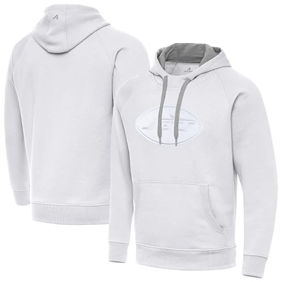 Men's Antigua White New York Jets Victory Pullover Hoodie
