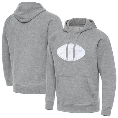 Men's Antigua Heather Gray New York Jets Victory Pullover Hoodie