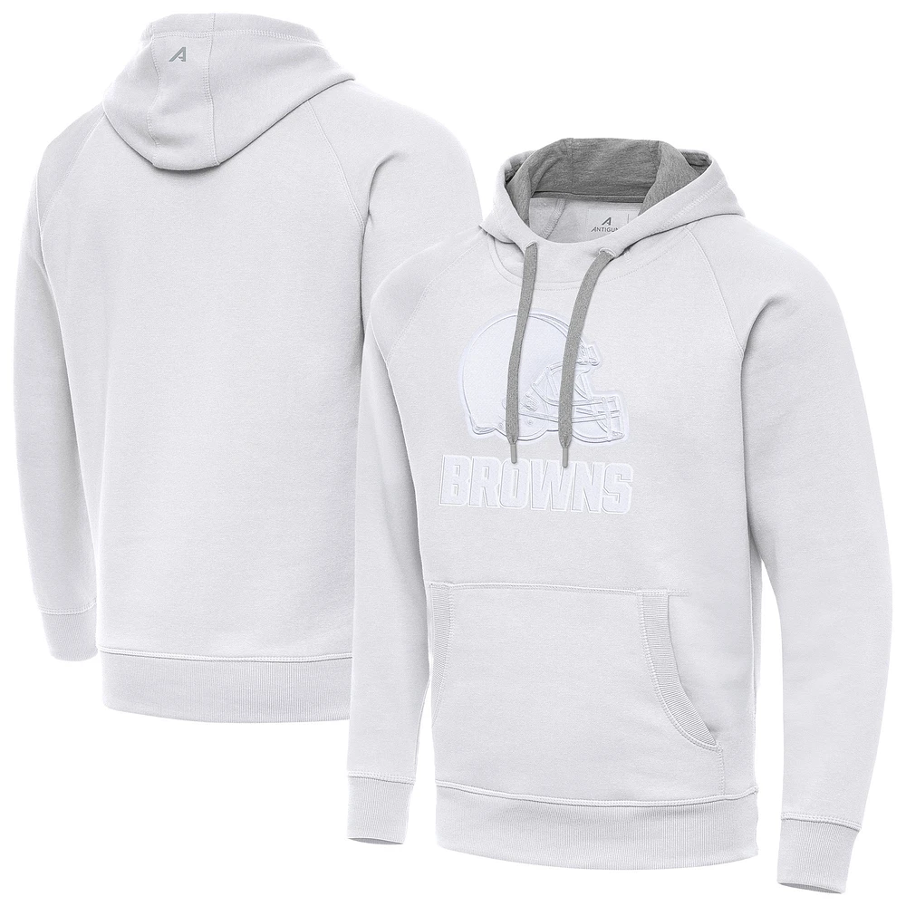 Men's Antigua White Cleveland Browns Victory Pullover Hoodie