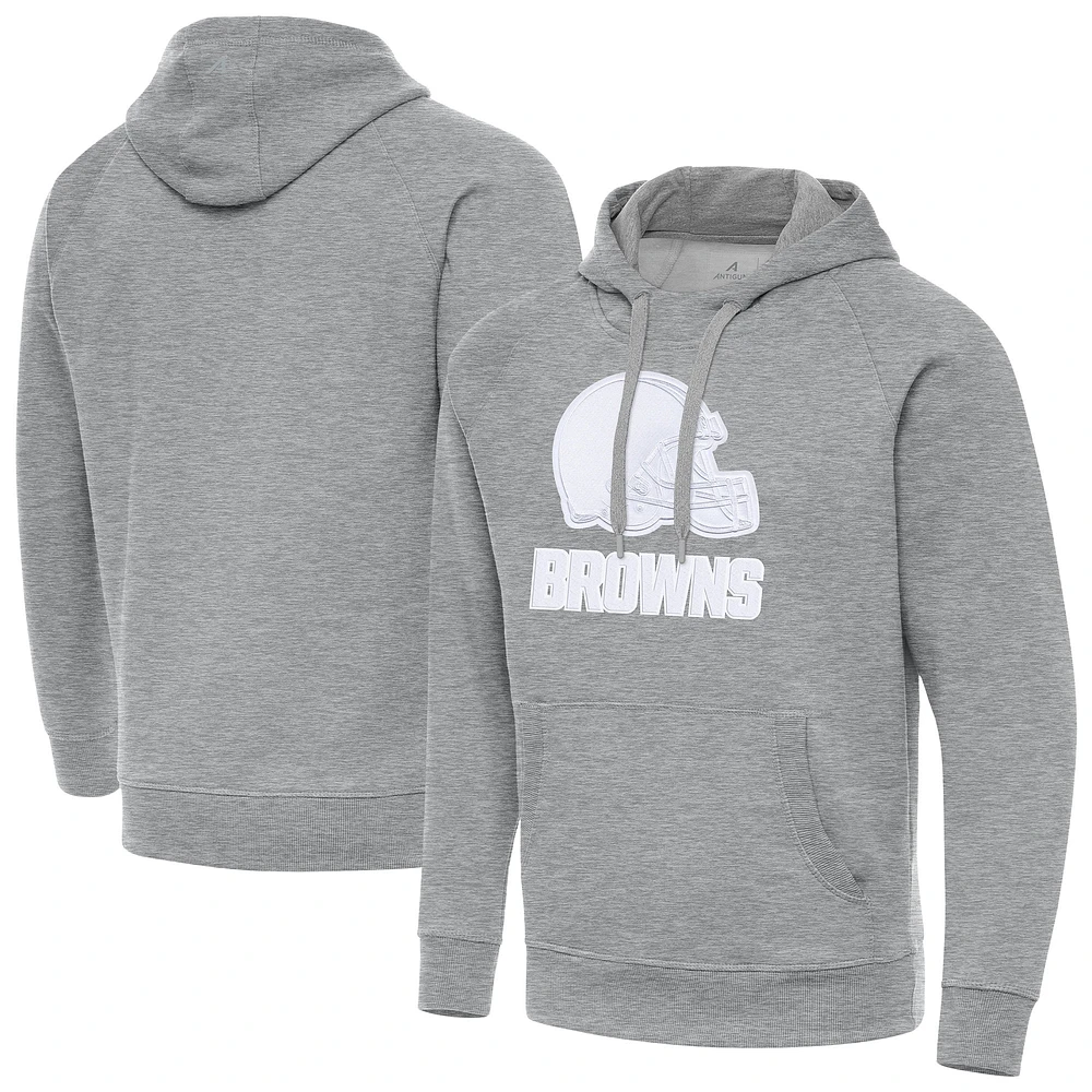 Men's Antigua Heather Gray Cleveland Browns Victory Pullover Hoodie