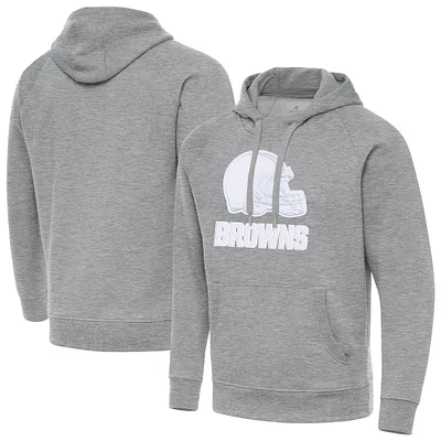 Men's Antigua Heather Gray Cleveland Browns Victory Pullover Hoodie