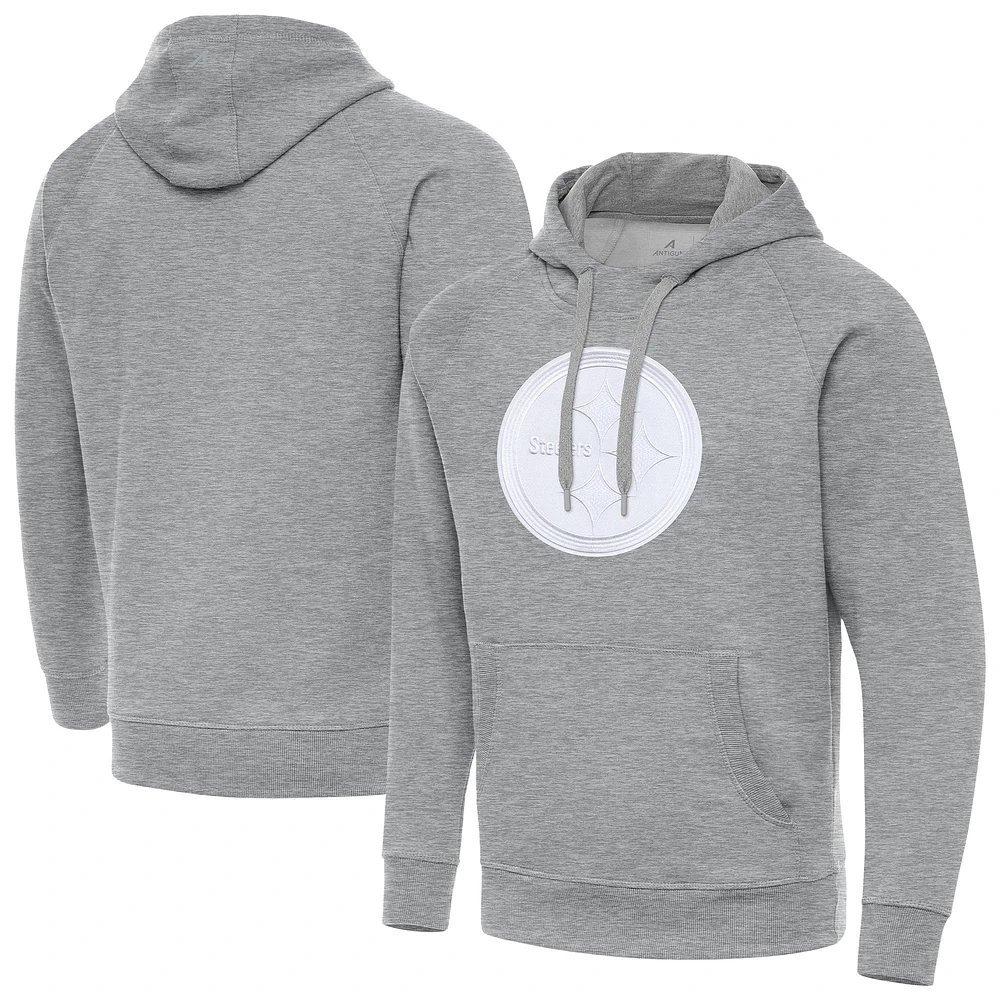 Men's Antigua Heather Gray Pittsburgh Steelers Victory Pullover Hoodie