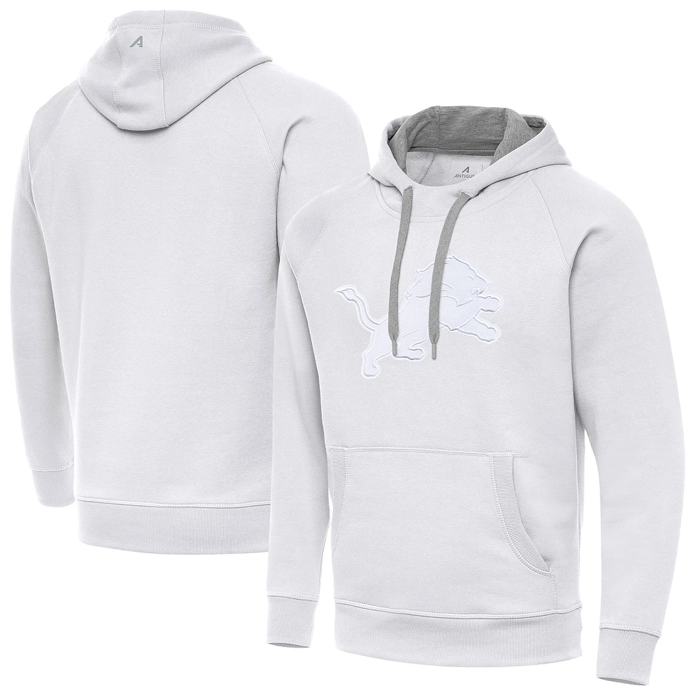 Men's Antigua White Detroit Lions Victory Pullover Hoodie