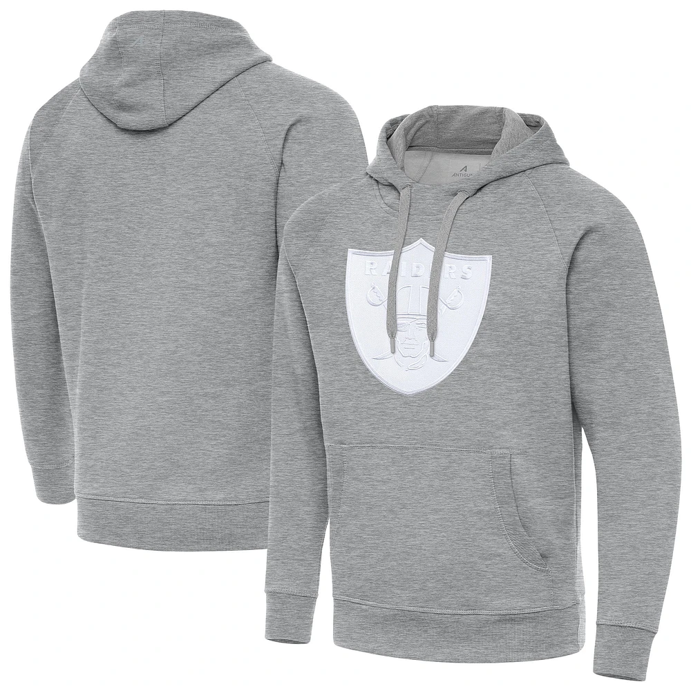 Men's Antigua Heather Gray Las Vegas Raiders Victory Pullover Hoodie