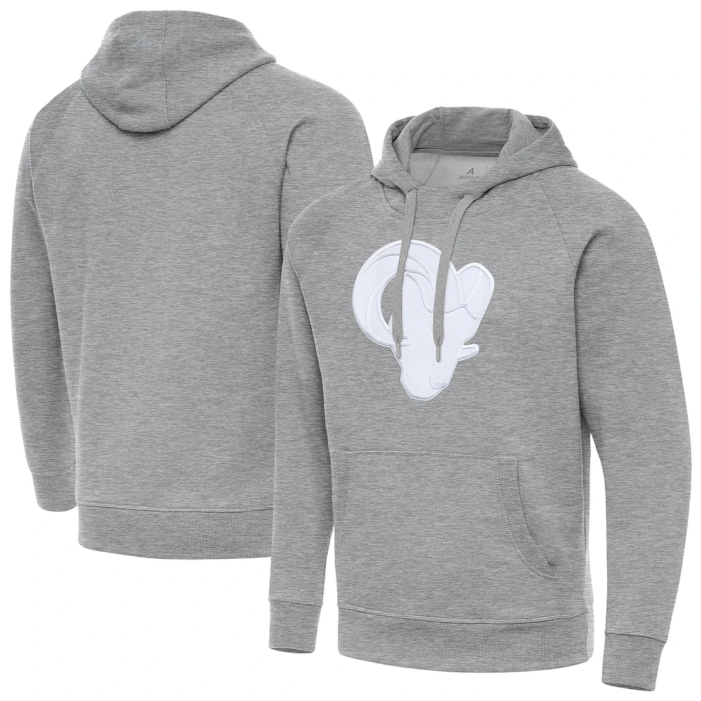 Men's Antigua Heather Gray Los Angeles Rams Victory Pullover Hoodie