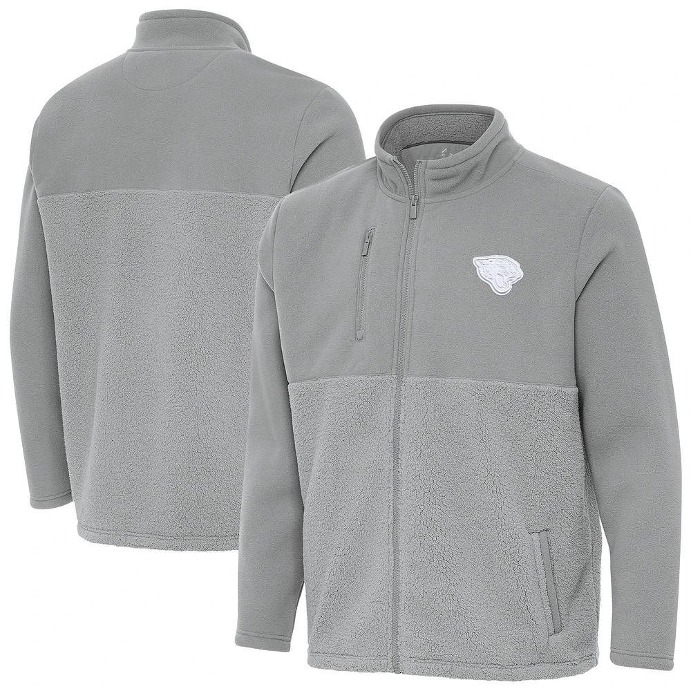 Men's Antigua Gray Jacksonville Jaguars Daily Fused Full-Zip Jacket