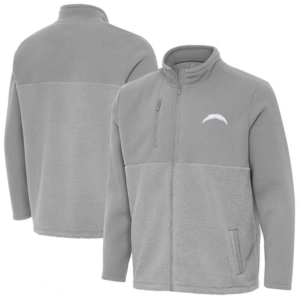 Men's Antigua Gray Los Angeles Chargers Daily Fused Full-Zip Jacket