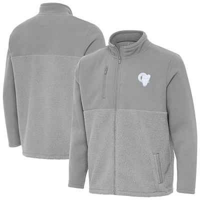 Men's Antigua Gray Los Angeles Rams Daily Fused Full-Zip Jacket