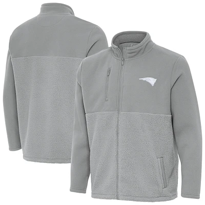 Men's Antigua Gray New England Patriots Daily Fused Full-Zip Jacket