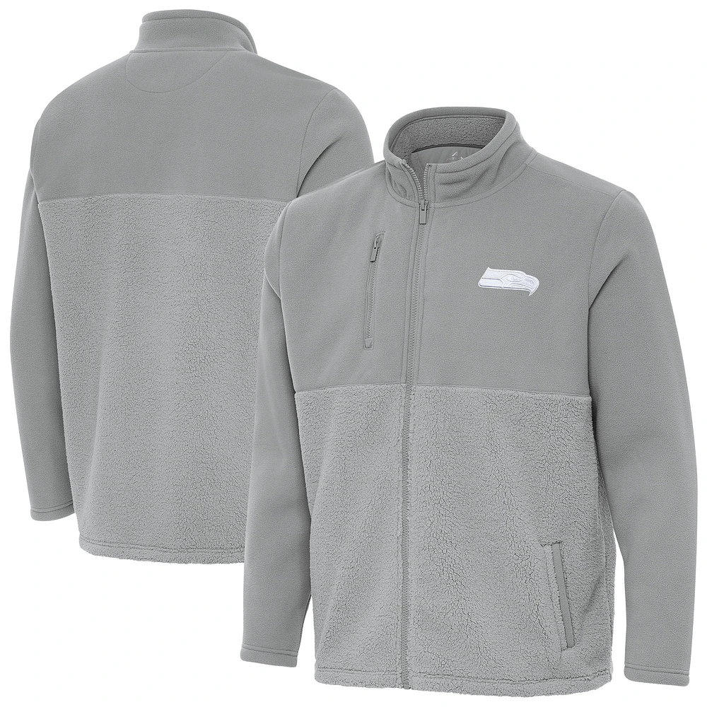 Men's Antigua Gray Seattle Seahawks Daily Fused Full-Zip Jacket