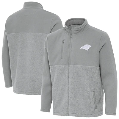 Men's Antigua Gray Carolina Panthers Daily Fused Full-Zip Jacket