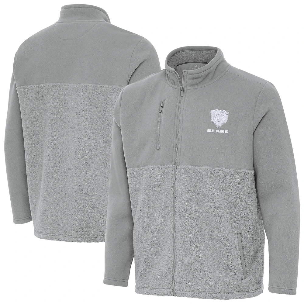 Men's Antigua Gray Chicago Bears Daily Fused Full-Zip Jacket