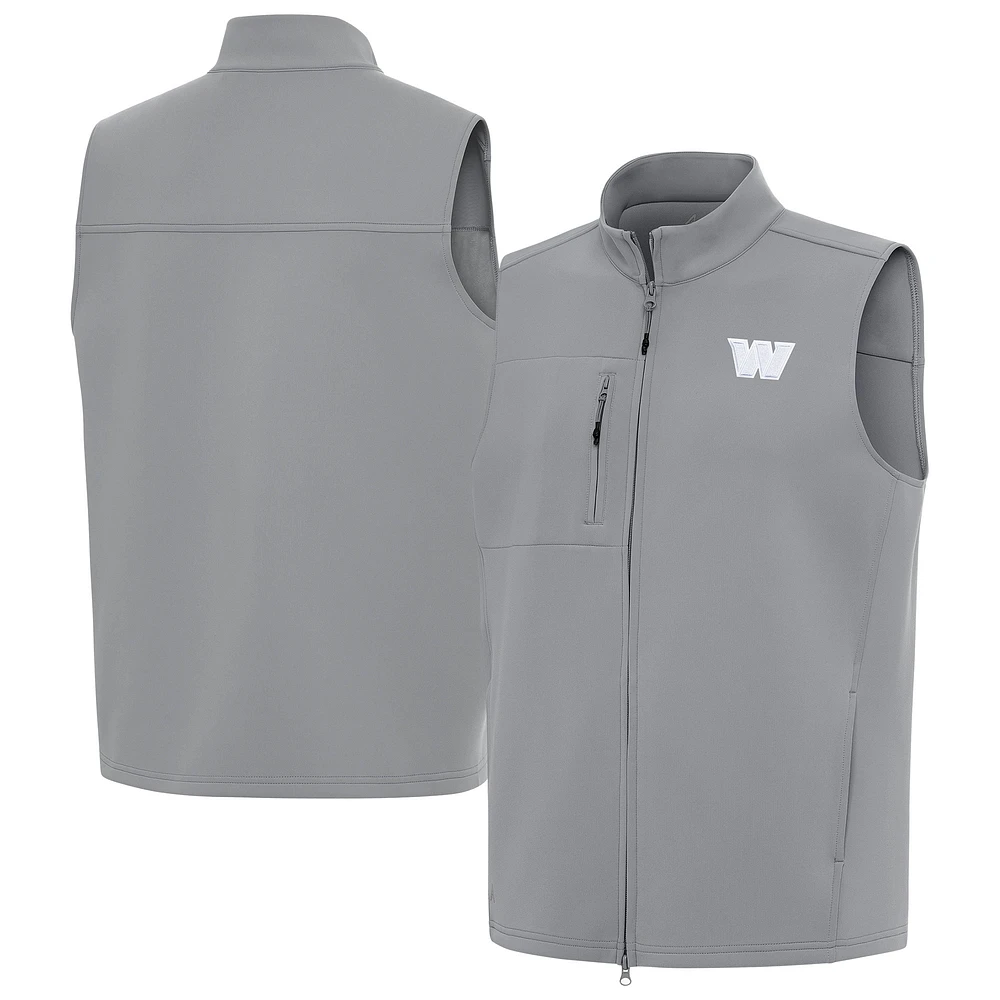 Men's Antigua Gray Washington Commanders Demand Full-Zip Vest