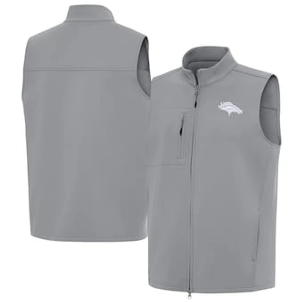 Men's Antigua Gray Denver Broncos Demand Full-Zip Vest