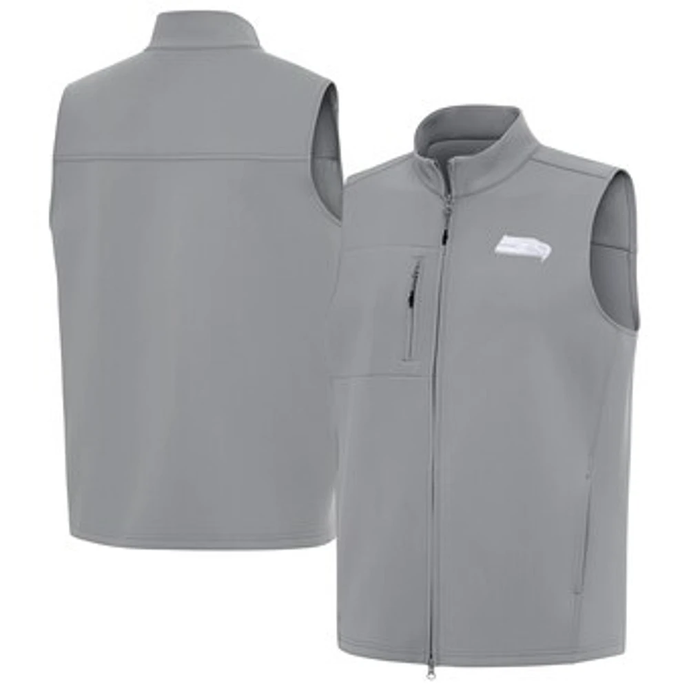 Men's Antigua Gray Seattle Seahawks Demand Full-Zip Vest