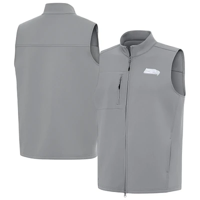 Men's Antigua Gray Seattle Seahawks Demand Full-Zip Vest