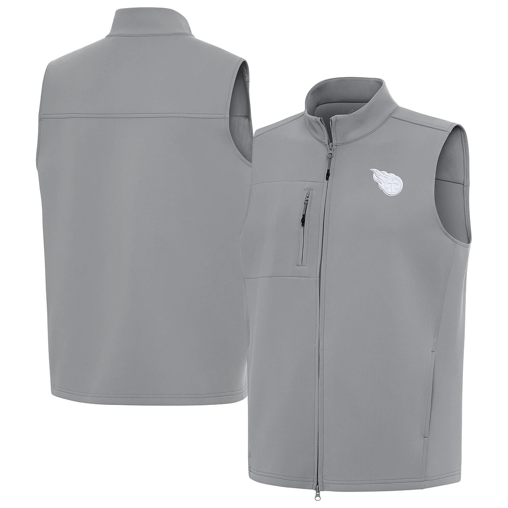 Men's Antigua Gray Tennessee Titans Demand Full-Zip Vest