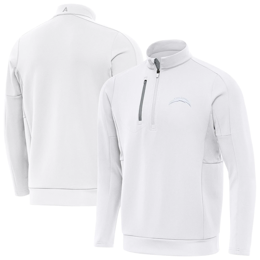 Men's Antigua White Los Angeles Chargers Generation Quarter-Zip Jacket
