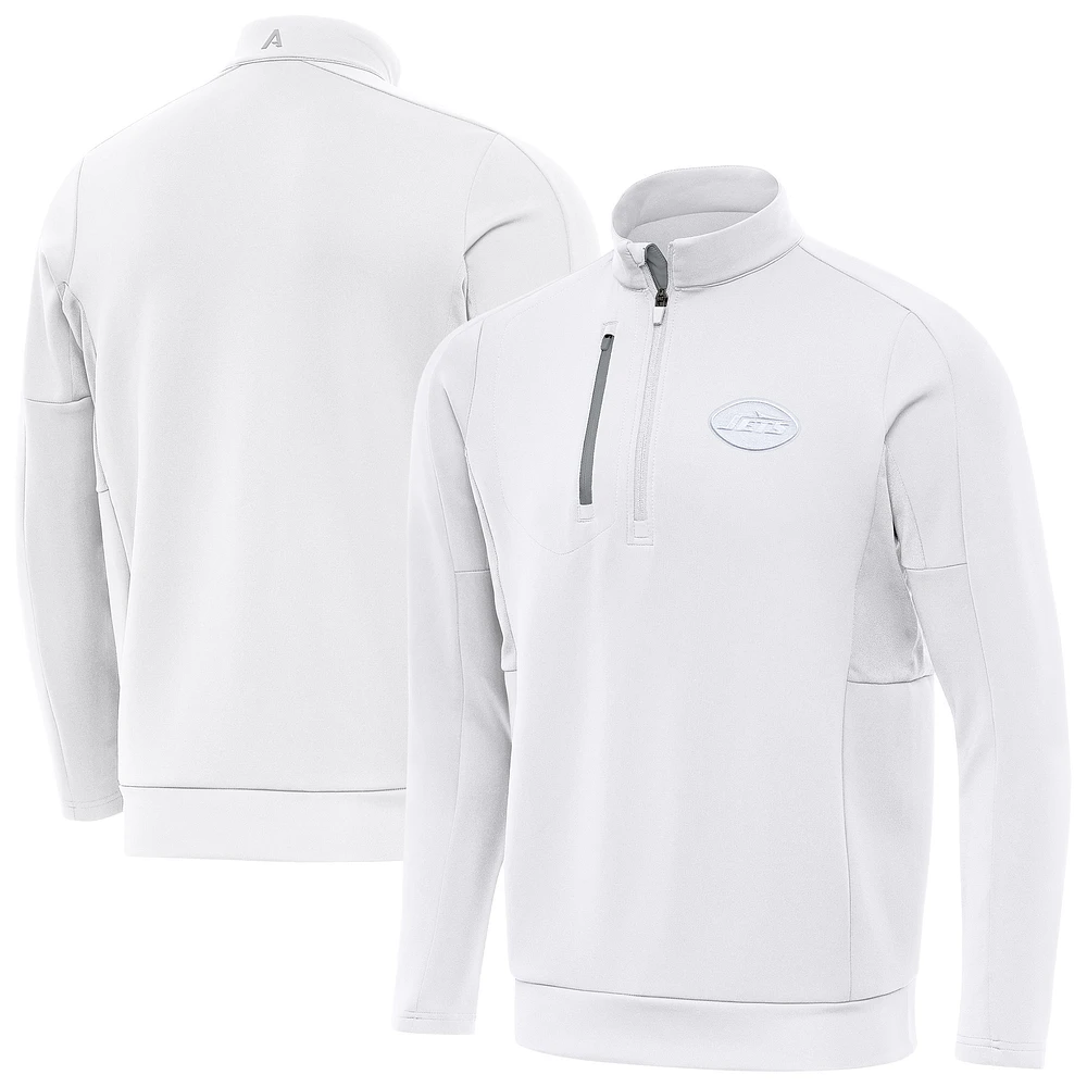 Men's Antigua White New York Jets Generation Quarter-Zip Jacket