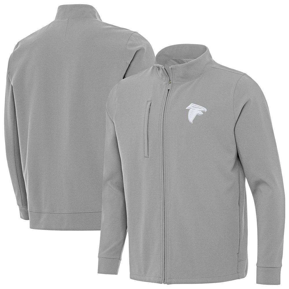 Men's Antigua Gray Atlanta Falcons Regard Full-Zip Jacket