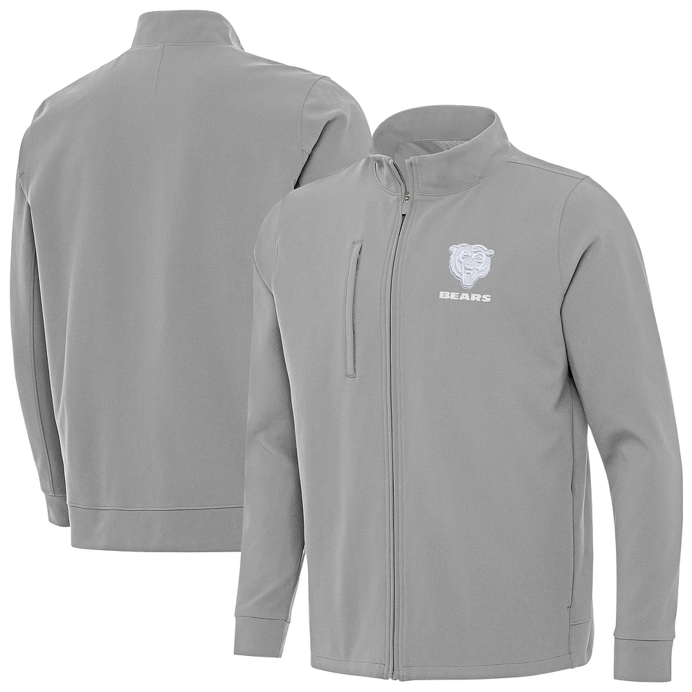 Men's Antigua Gray Chicago Bears Regard Full-Zip Jacket
