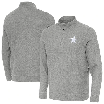 Men's Antigua Heather Gray Dallas Cowboys Subtle Quarter-Zip Jacket