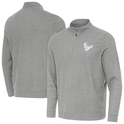 Men's Antigua Heather Gray Houston Texans Subtle Quarter-Zip Jacket