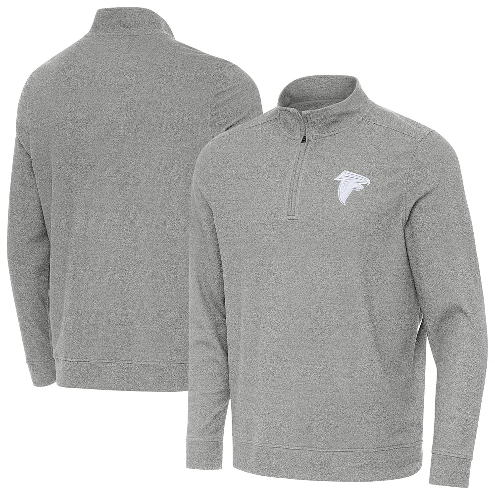 Men's Antigua Heather Gray Atlanta Falcons Subtle Quarter-Zip Jacket