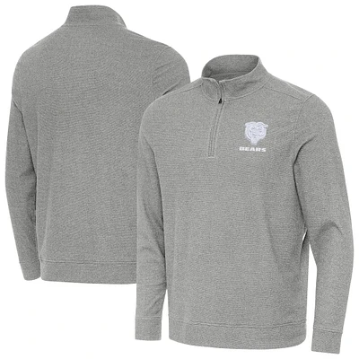 Men's Antigua Heather Gray Chicago Bears Subtle Quarter-Zip Jacket