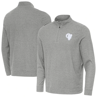 Men's Antigua Heather Gray Los Angeles Rams Subtle Quarter-Zip Jacket