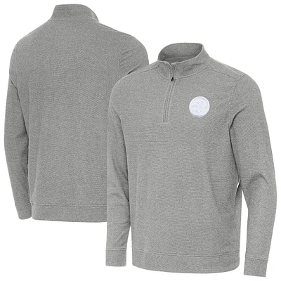 Men's Antigua Heather Gray Pittsburgh Steelers Subtle Quarter-Zip Jacket