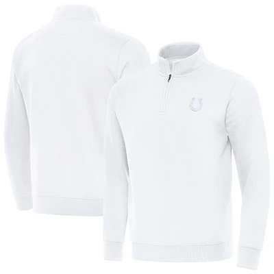 Men's Antigua White Indianapolis Colts Victory Quarter-Zip Top